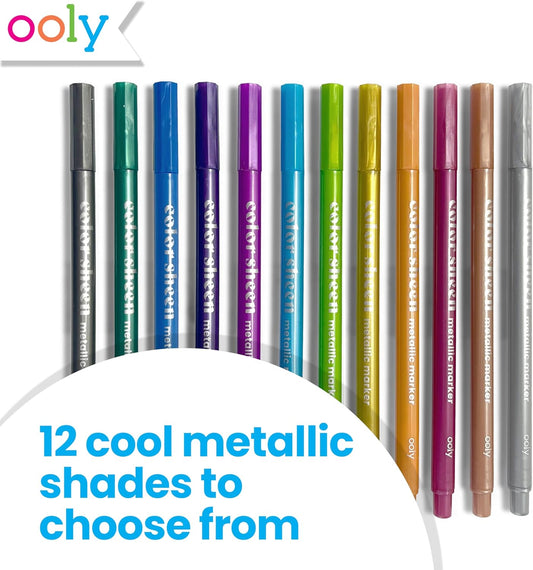 Ooly Metallic Colored Felt Tip Markers Set of 12