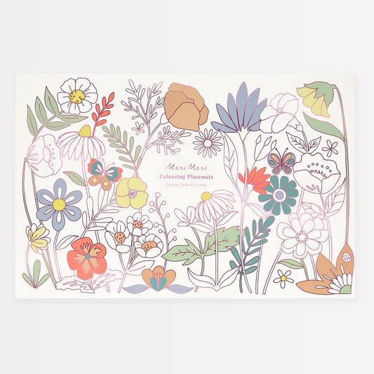 Butterflies & Flowers Colouring Placemats x 8