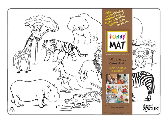 Table top coloring mat, wild animals