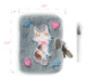 Grey Cat Cuddle Mini Furry Journal with Lock & Pen