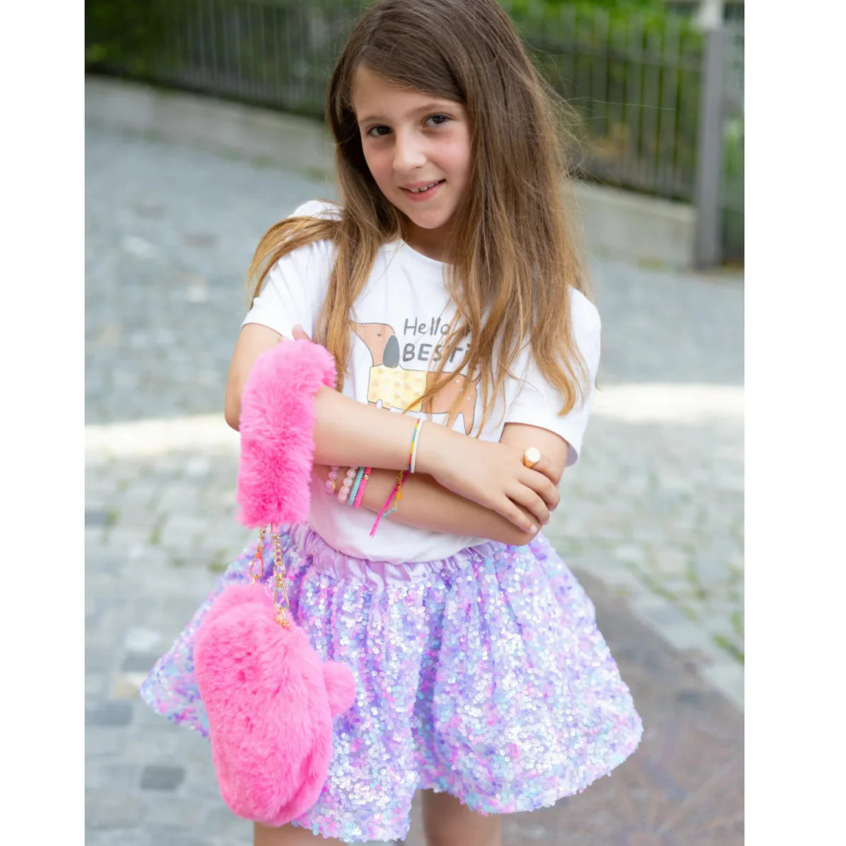 Great Pretenders - Pinky Promise Furry Fuchsia Purse