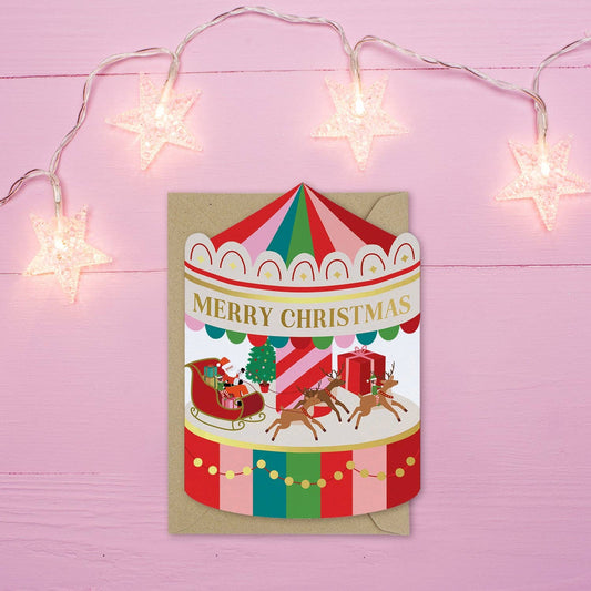 Christmas Fairground Carousel Card