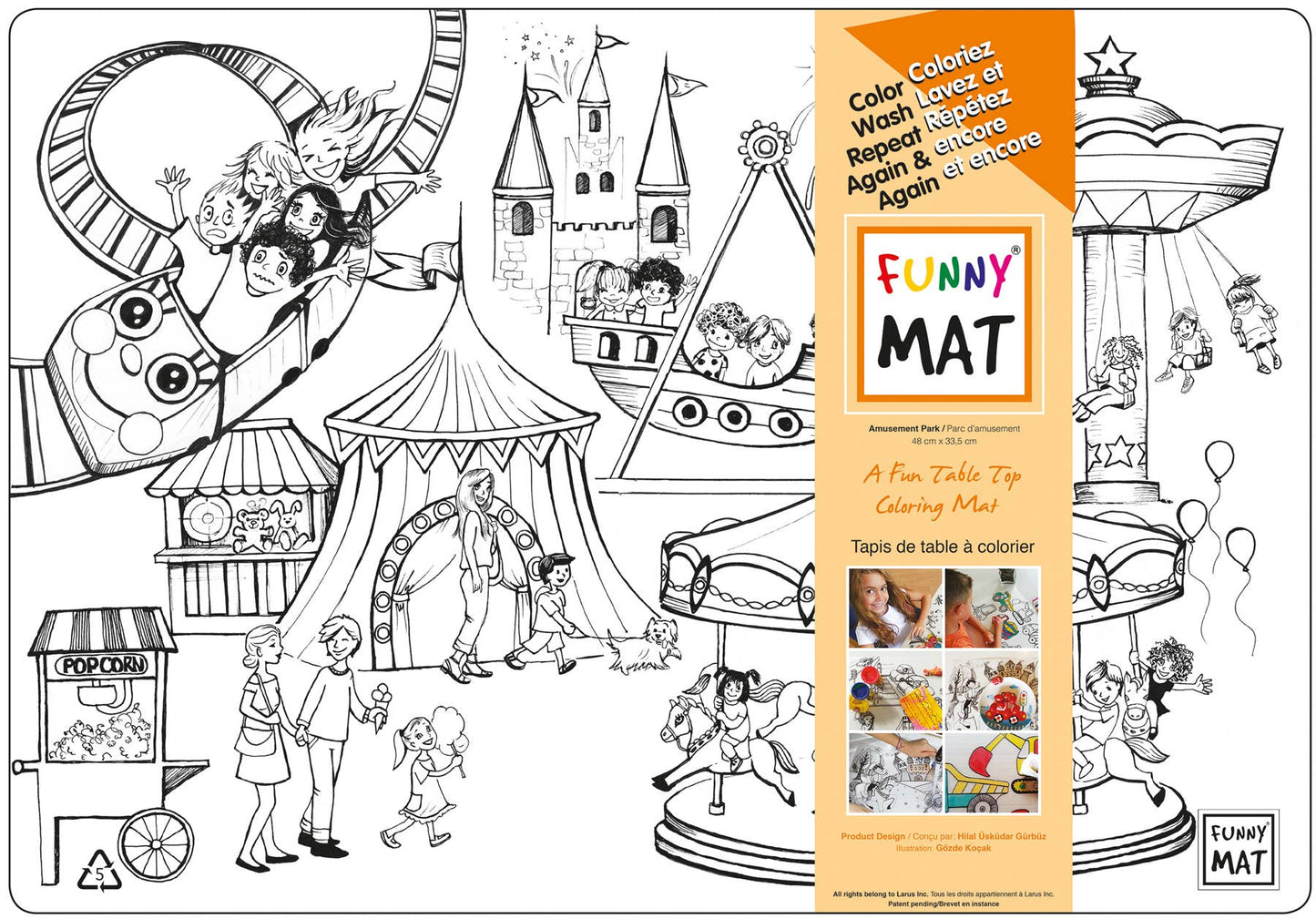 Table top coloring mat, amusement park