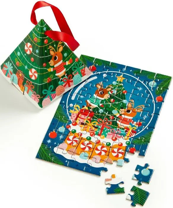 Reindeer Snow Globe 48 Piece Mini Puzzle Ornament