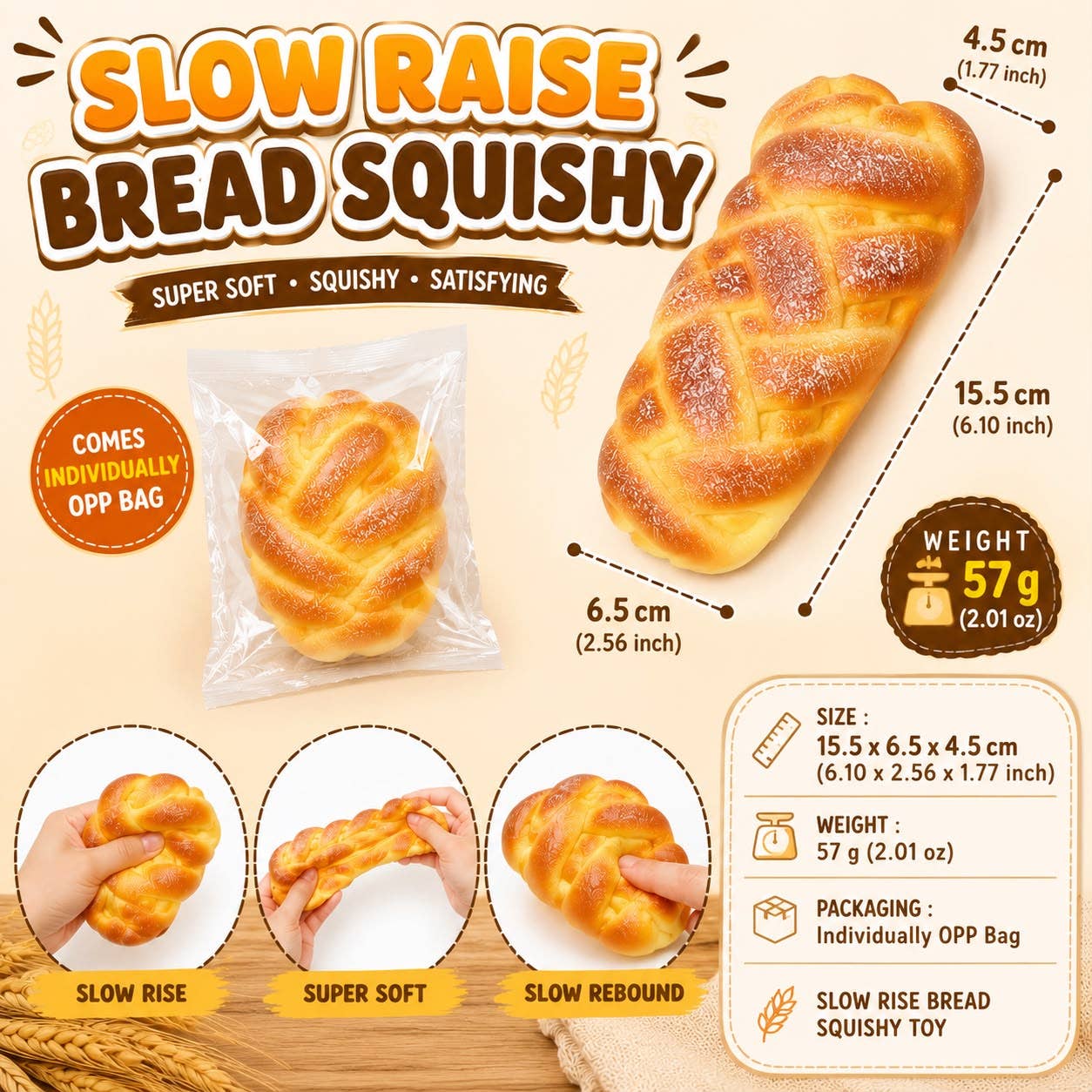 Slow Rise Bread Squishy – Super Soft Bakery Squeeze Toy