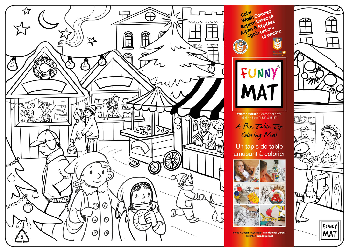 Table top coloring mat, winter market