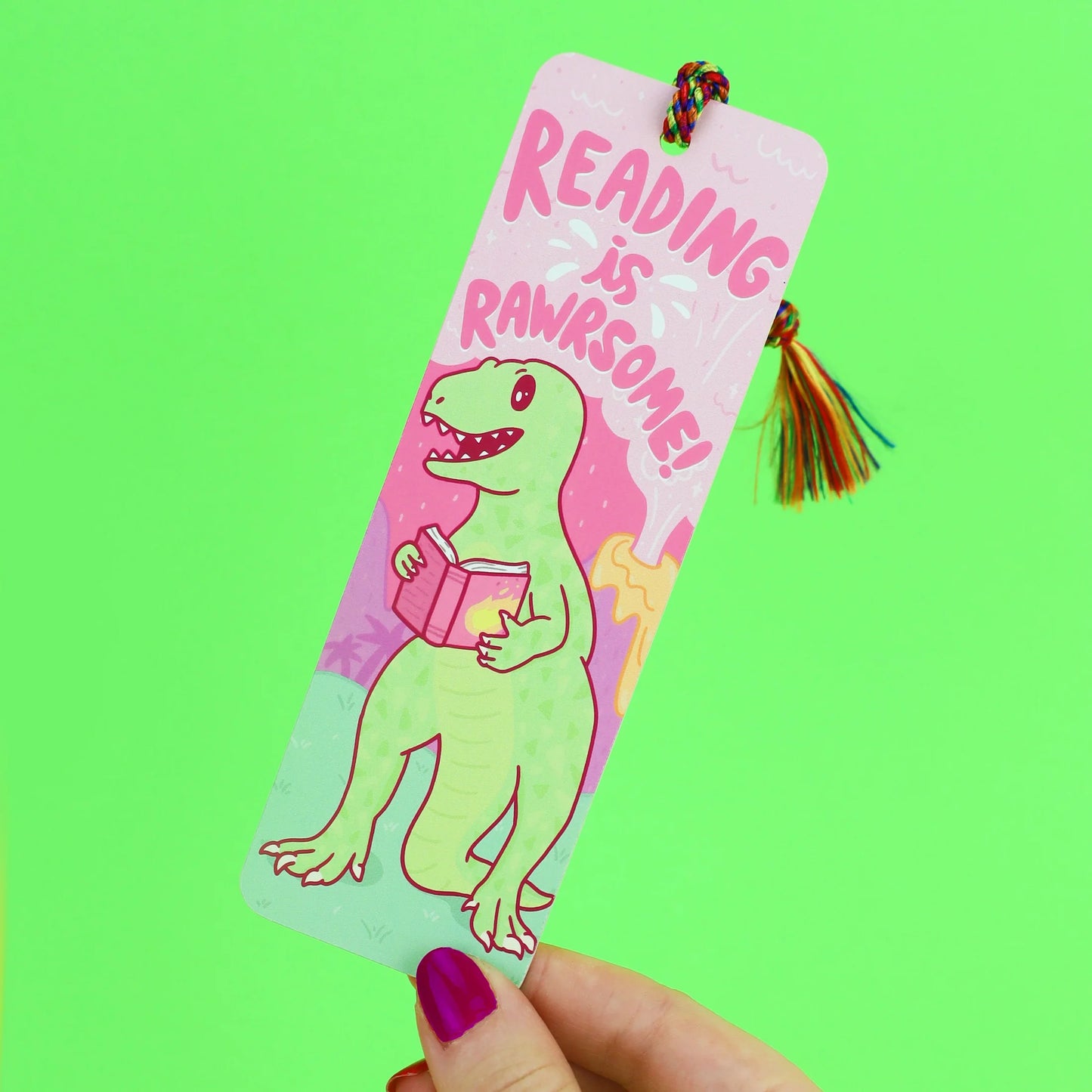 Reading Is Rawrsome Dinosaur Bookmark with Tassel