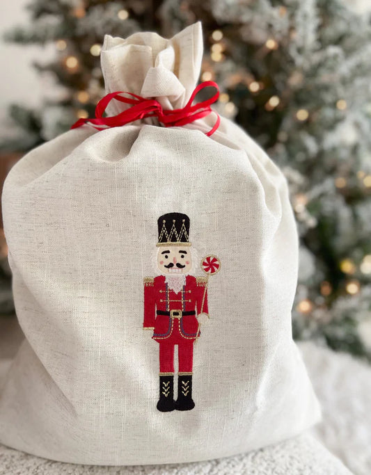 Linen Holiday Gift Sack