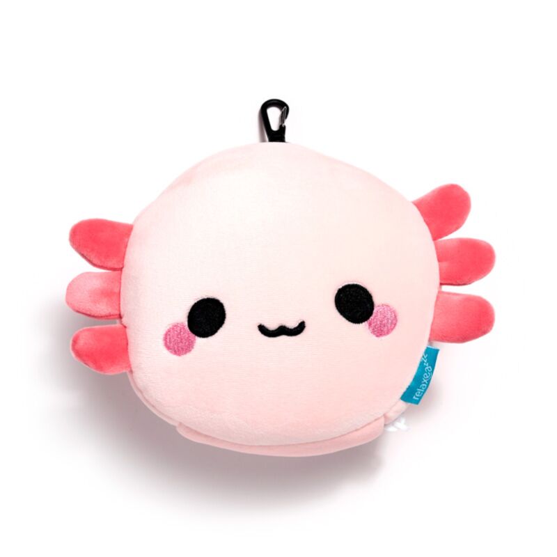 Relaxeazzz Adoramals Maddie the Axolotl Travel Pillow & Eye Mask