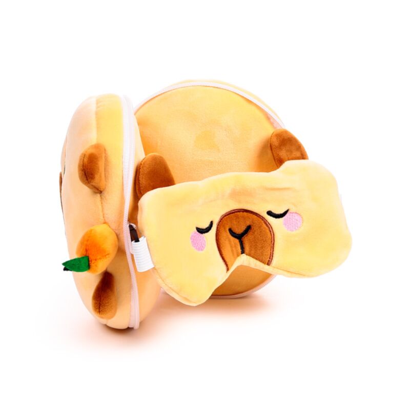 Relaxeazzz Duke the Capybara Plush Travel Pillow & Eye Mask