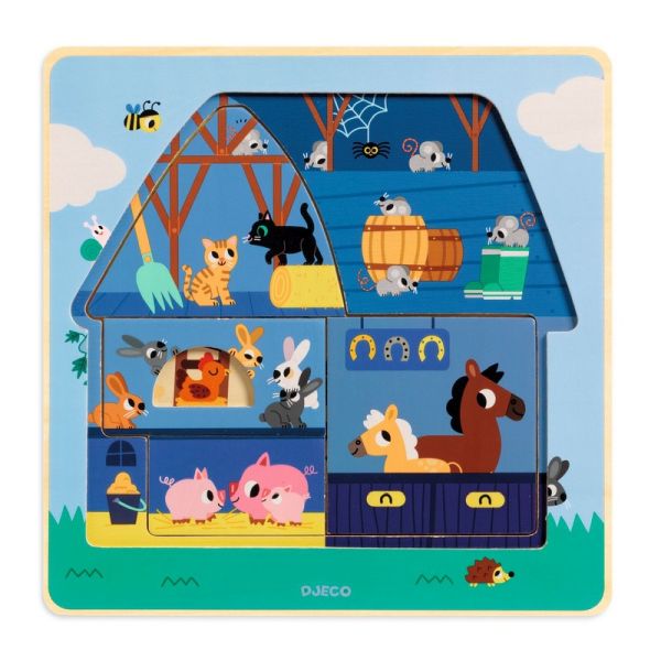 Chez Moo 3 Layer Wood Puzzle 12 pieces