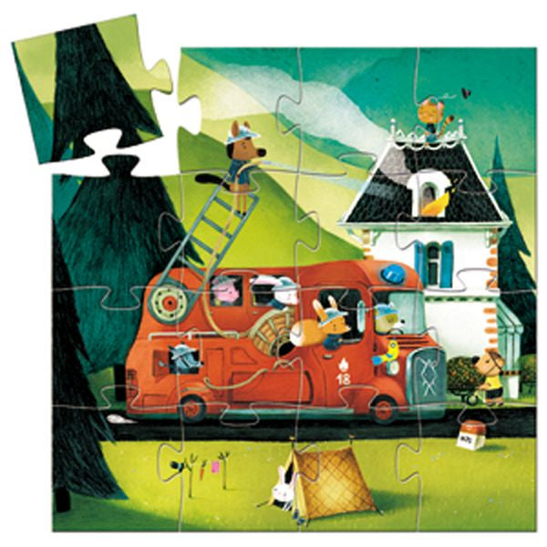 Djeco Silhouette Puzzle / The fire truck / 16 pcs