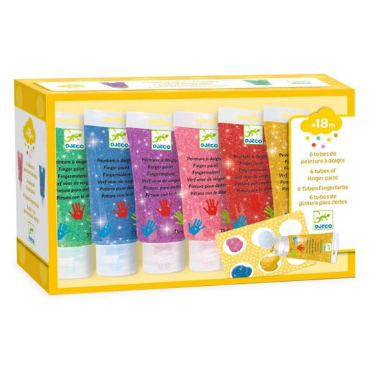 6 tubes of finger paint / Glitter