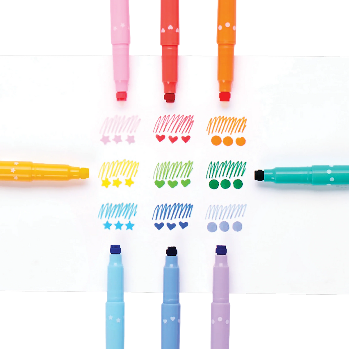 Confetti Stamp Double-Ended Markers - Stamp & Fine Tip - Set of 9