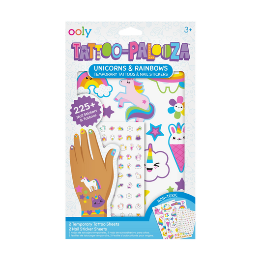 Tattoo-Palooza Temporary Tattoos & Nail Stickers - Unicorns & Rainbows