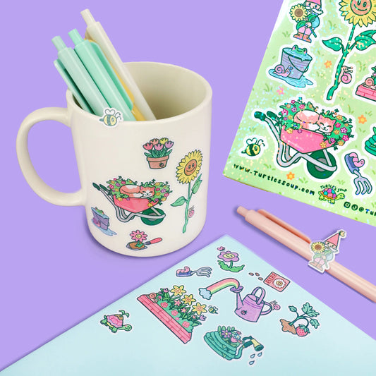 Gorgeous Gardens Glitter Vinyl Sticker Sheet
