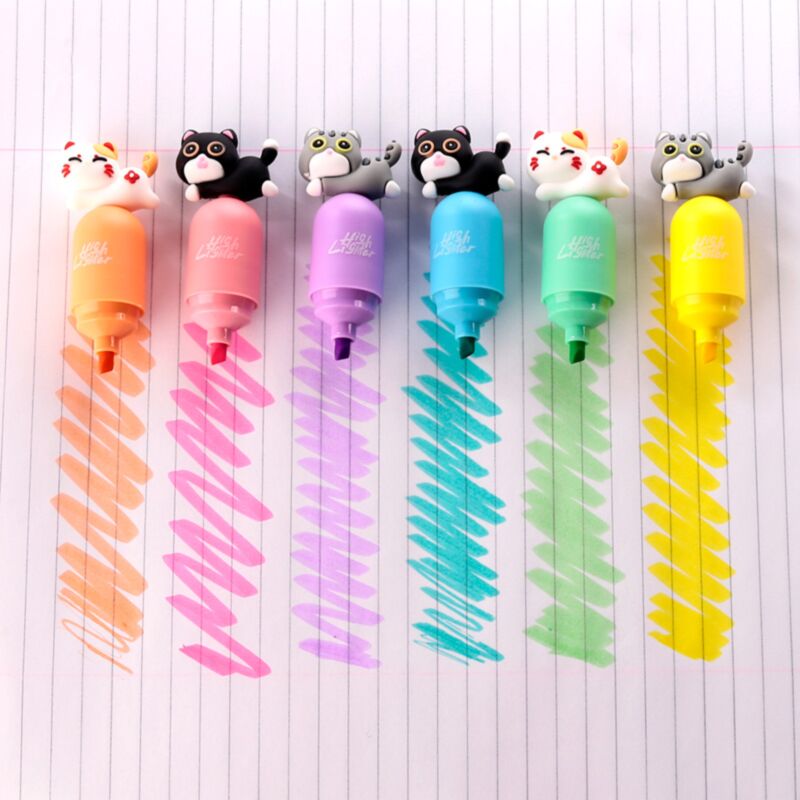 Cute Cat Highlighter Pen with Topper