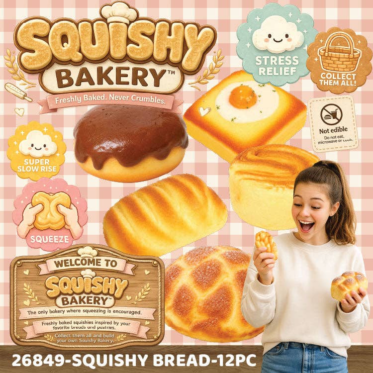 Fun Doh Bakery Slow Rise Squishy Bread Variety - 12/Display