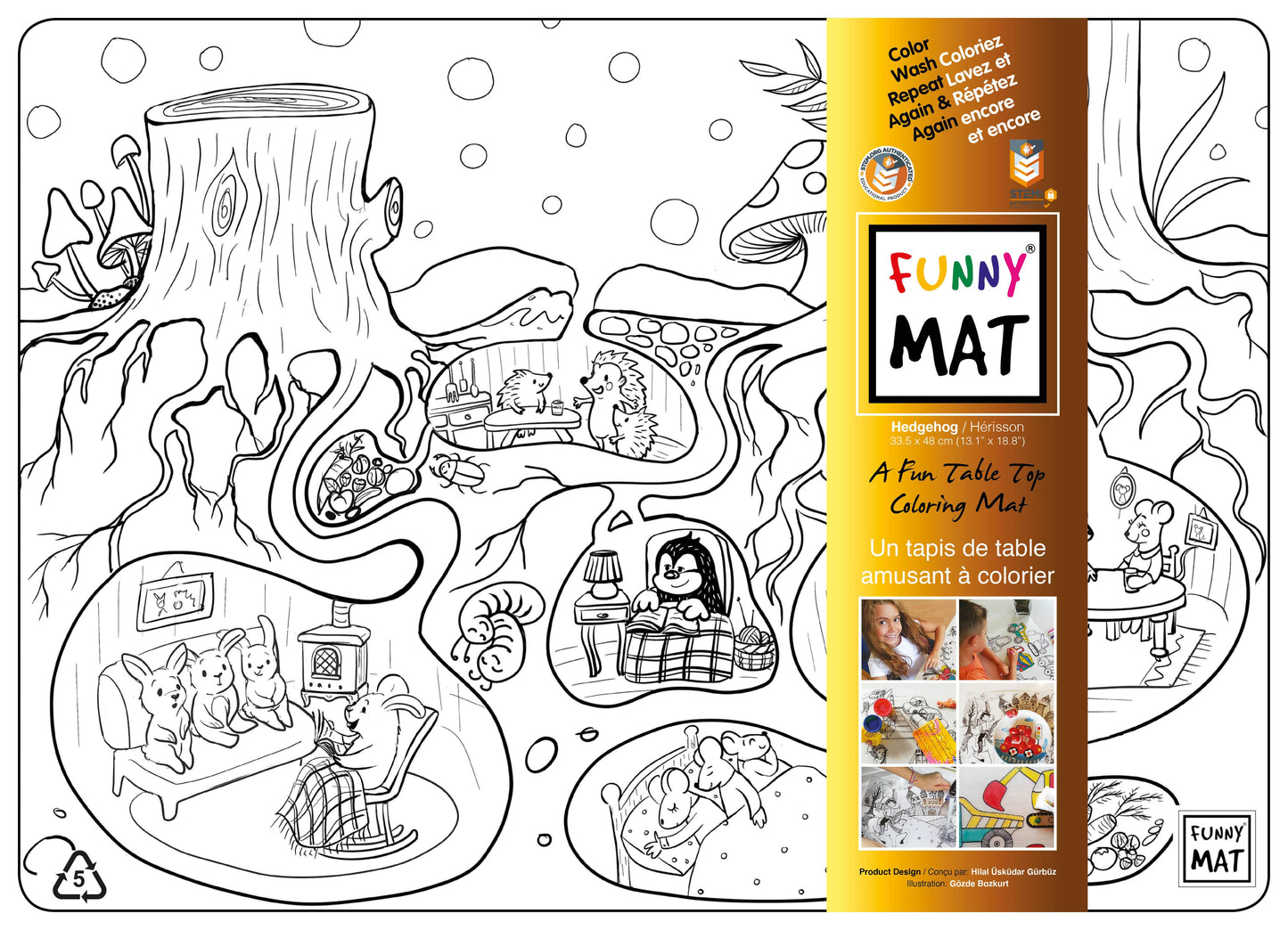 Table top coloring mat, hedgehog