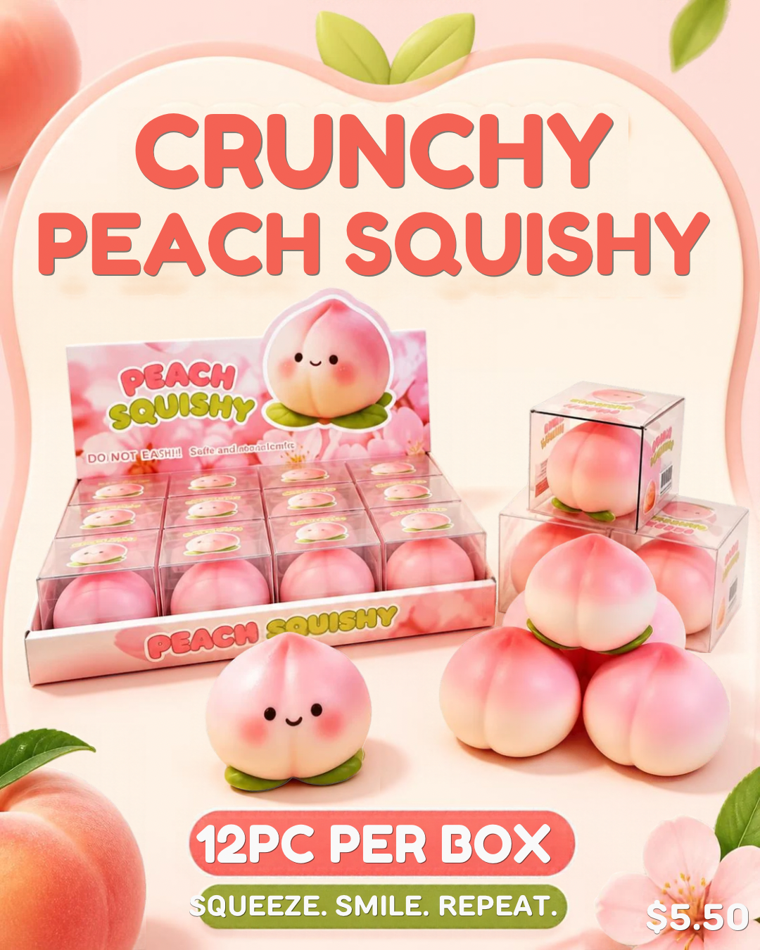 PEACH CRUNCHY SQUISHY TOY