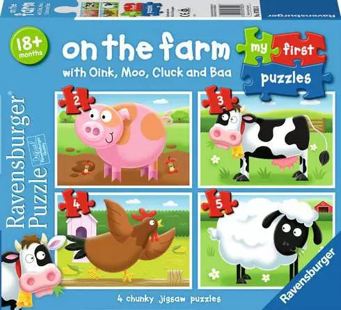 Children's puzzle 2, 3, 4, 5 pieces - On the Farm