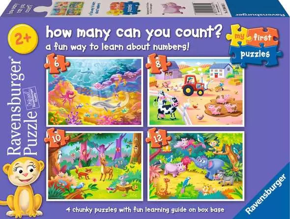 6, 8, 10, 12 pieces - How many can you count?