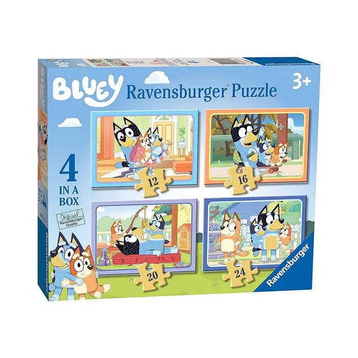 Ravensburger Bluey – 4 in Box (12, 16, 20, 24 Pieces) Jigsaw Puzzle