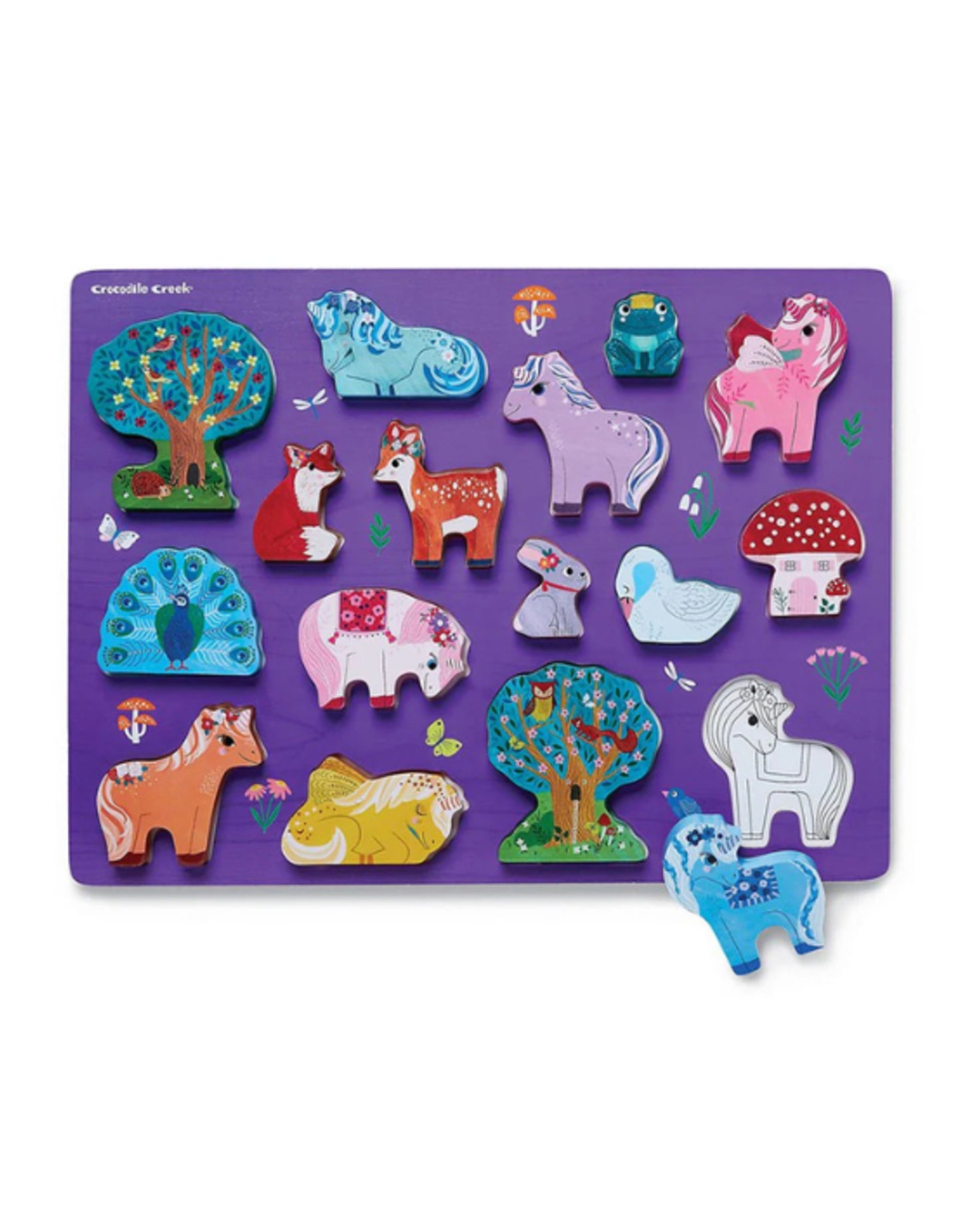 16-Piece Wood Puzzle Unicorn Garden
