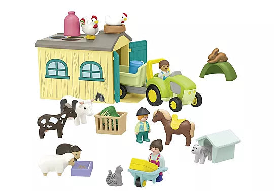 Playmobil - JUNIOR: Farm Adventure with Tractor, Trailer, and Animal Friends