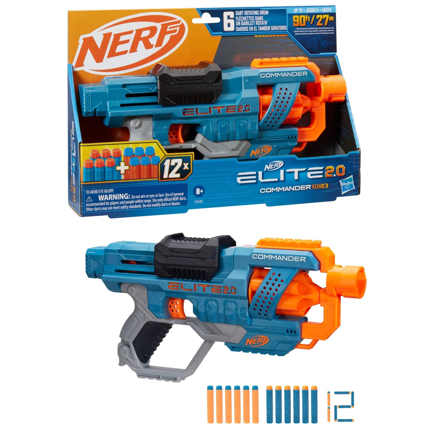NERF Elite 2.0 Commander RD-6 Blaster With 12 NERF Darts and 6-Dart Rotating