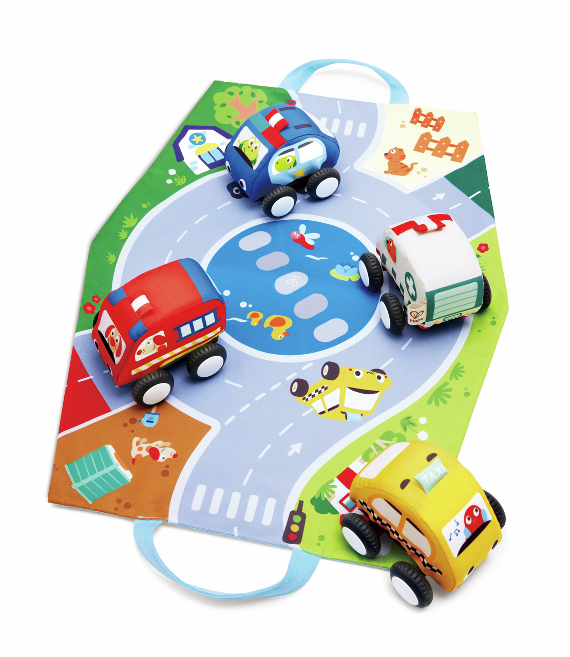Hape - Pull-Back Plush Car Set