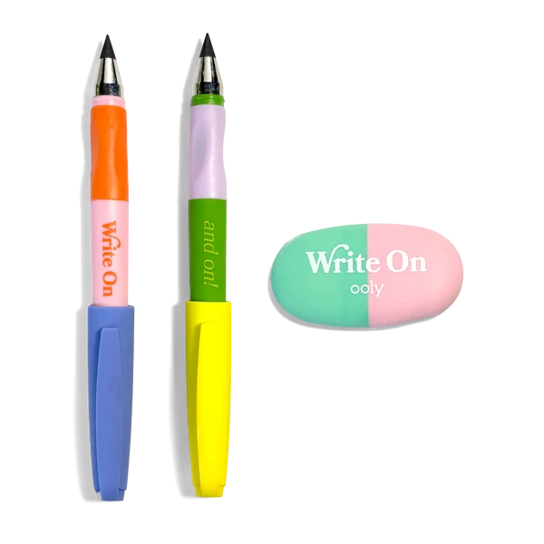 Write On Graphite Pencils and Eraser - Set of 2