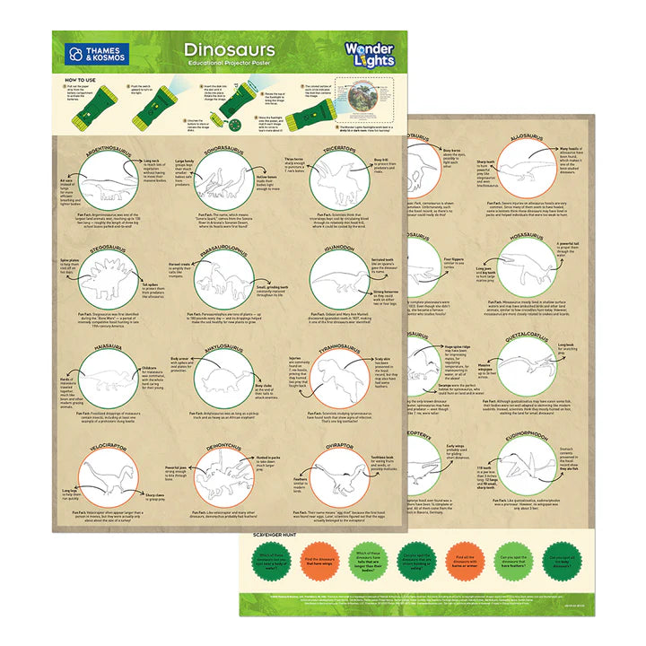 Wonder Lights: Dinosaurs - Educational Flashlight Projector