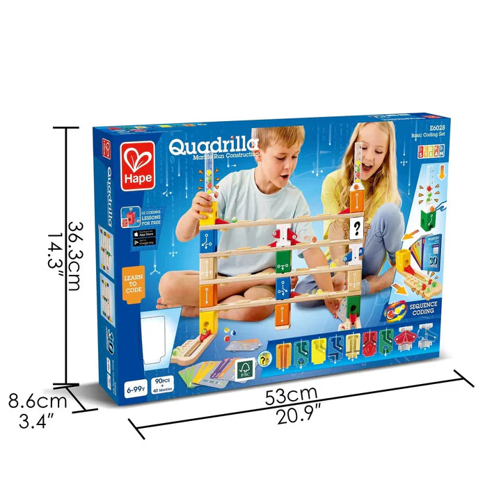 Hape Quadrilla Basic Coding Set | Marble Run STEM and Coding Toy