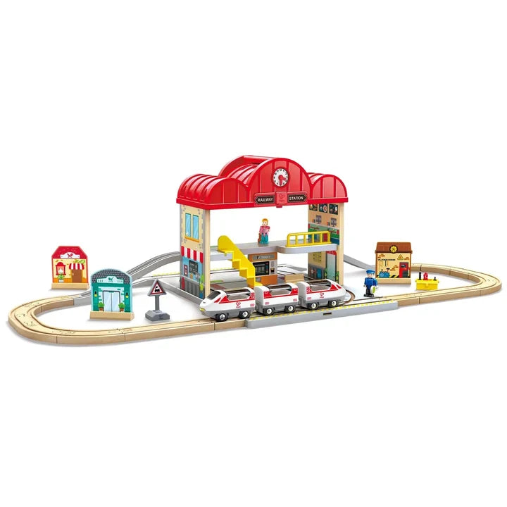 Hape Portable Train Station Set