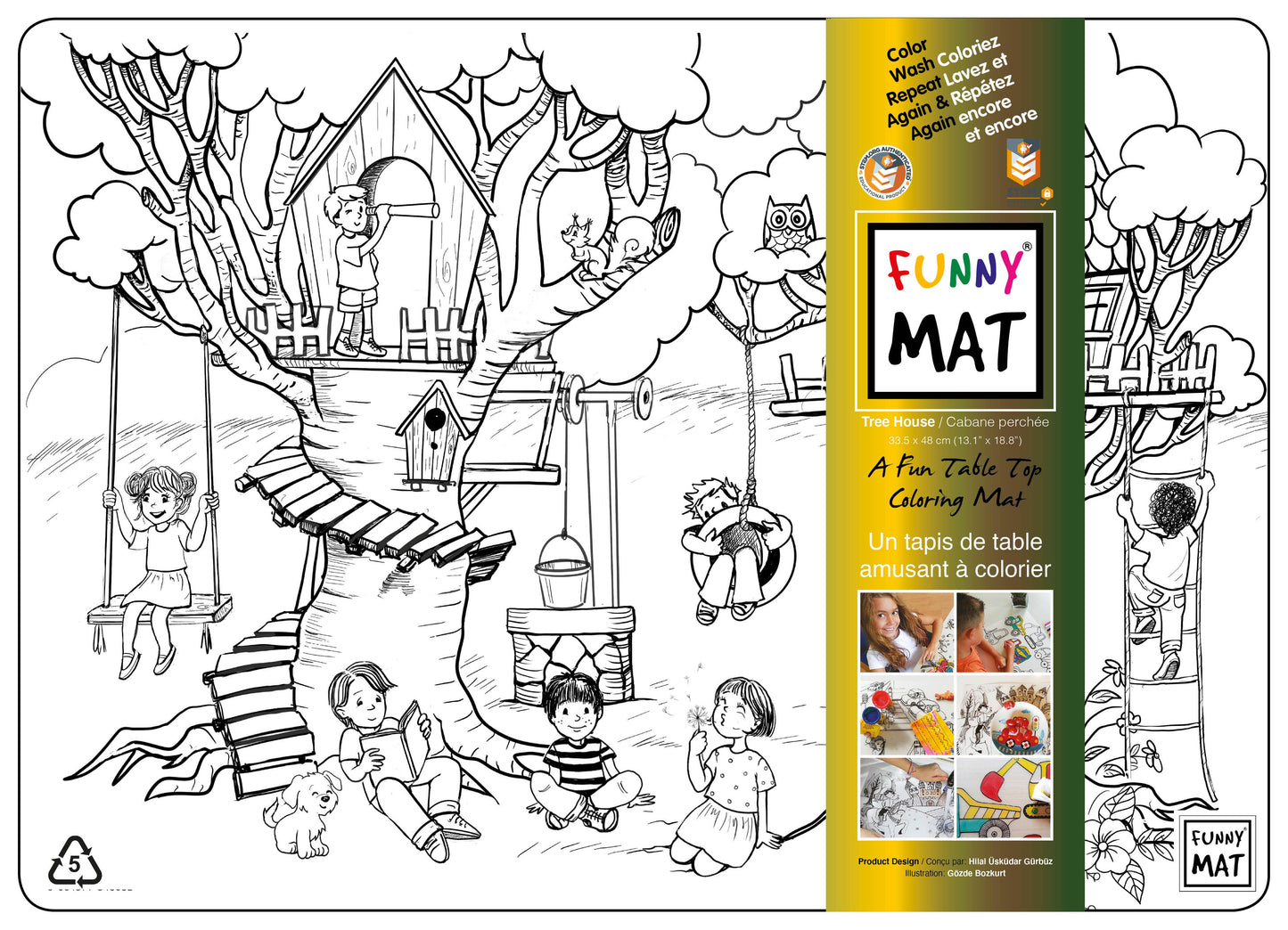 Table top coloring mat, treehouse