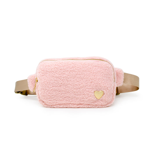 Fuzzy Crossbody Sling Bag w/ Heart for Kids