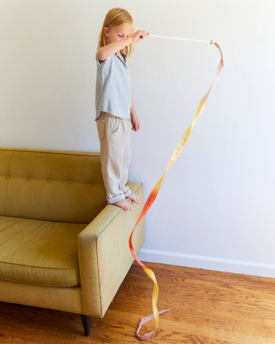Boho Silk & Wood Streamer - Wand for Pretend Play