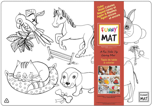 Table top coloring mat, playful animals