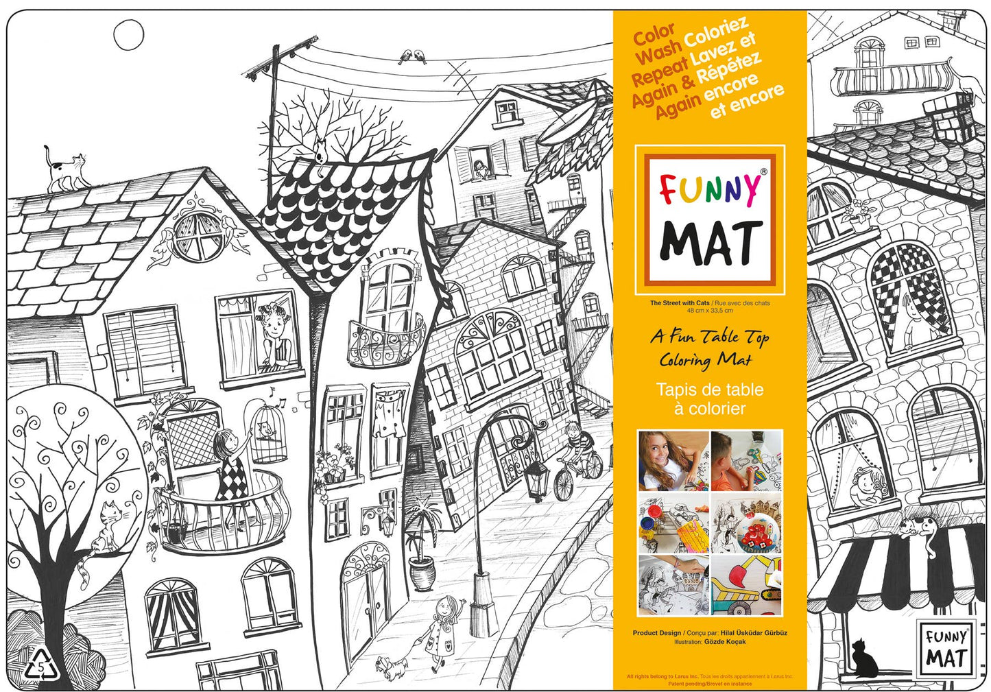 Table top coloring mat, street cats