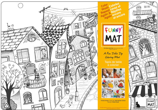 Table top coloring mat, street cats