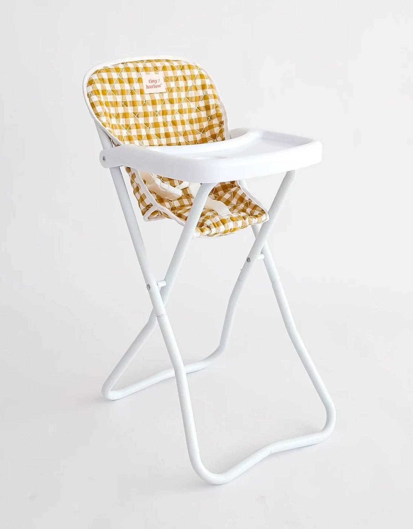 Doll High Chair - Mustard Gingham - Tiny Harlow