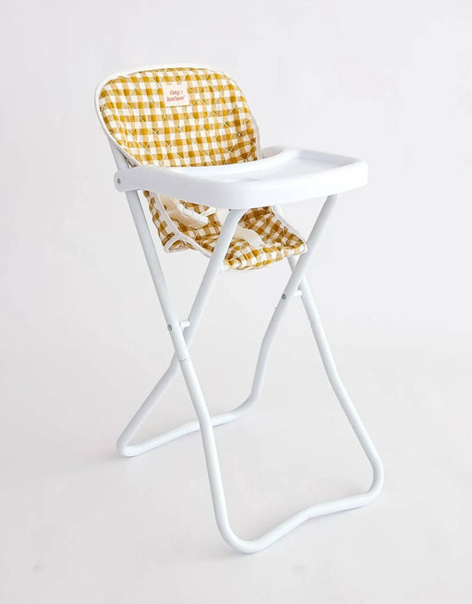Doll High Chair - Mustard Gingham - Tiny Harlow