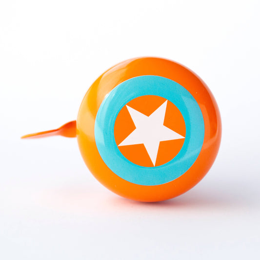 Superhero Bike & Scooter Bell - White Star on Orange Bell