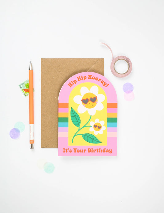 Cool Flower with Sunglasses Kids Colourful Birthday Card