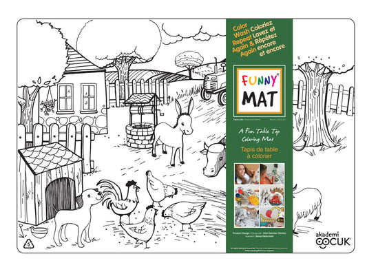 Table top coloring mat, farm animals