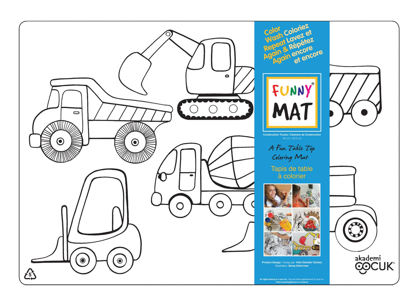 Table top coloring mat, construction