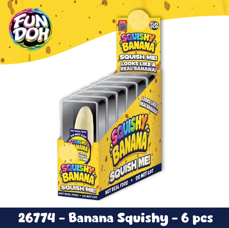 Fun Doh Squishy Banana Stress Relief Toy - 6/Display