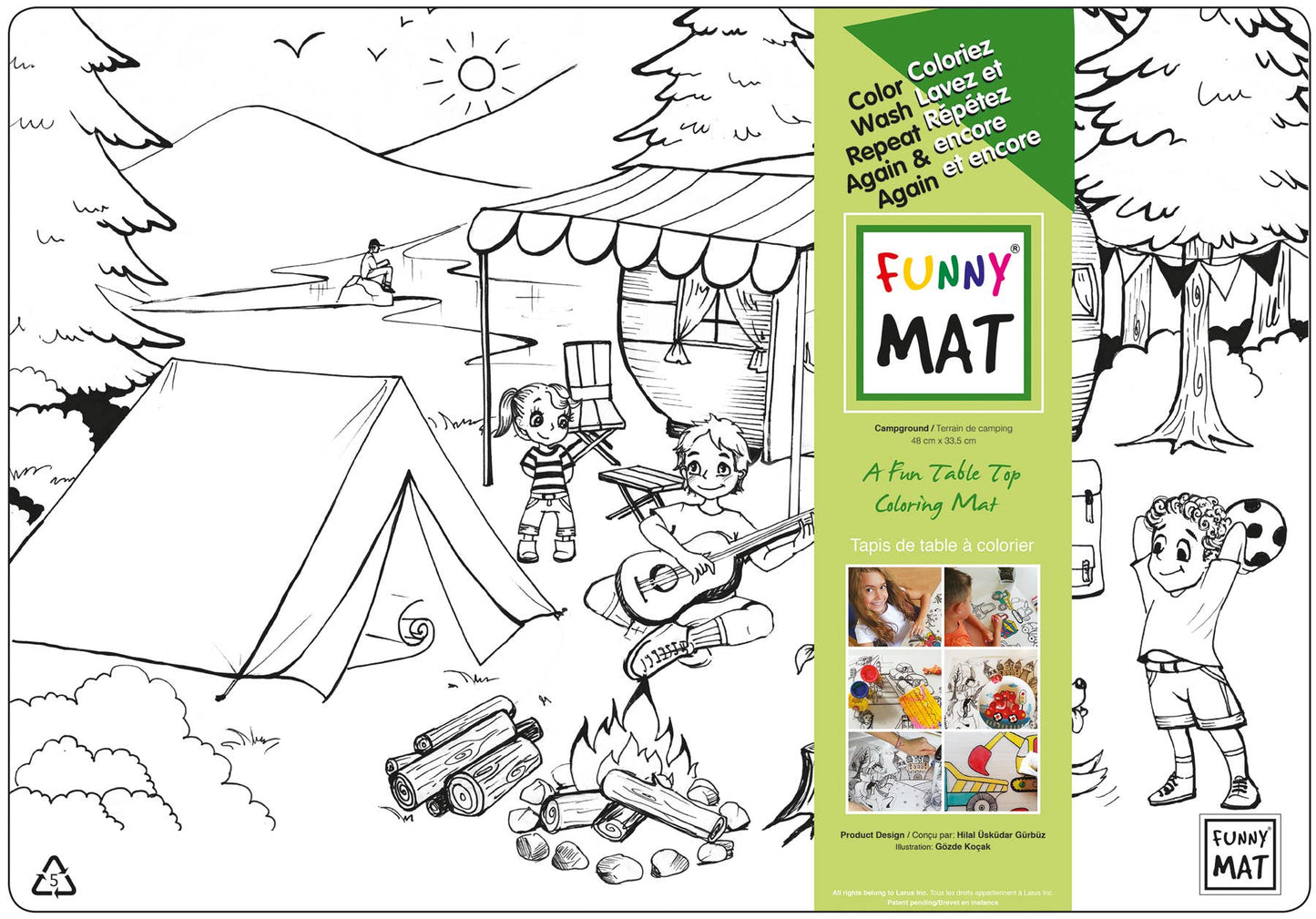 Table top coloring mat, campground