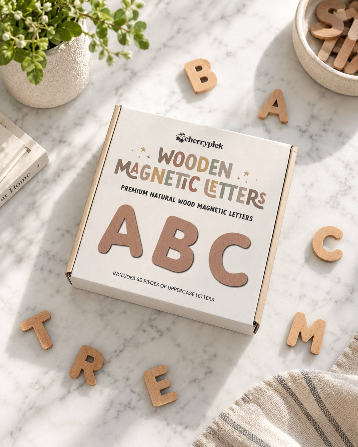 Wooden Magnetic Letters Set (60 pcs)